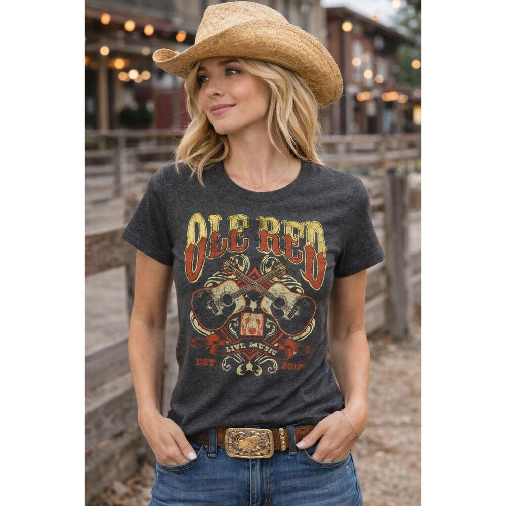OLE RED Blake Shelton Live Music Restaurant Graphic Tee Shirt Size S Crewneck #4